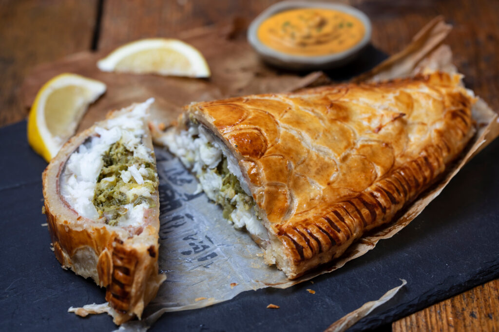 Sea Bass Wellington, Fish Baked In Puff Pastry