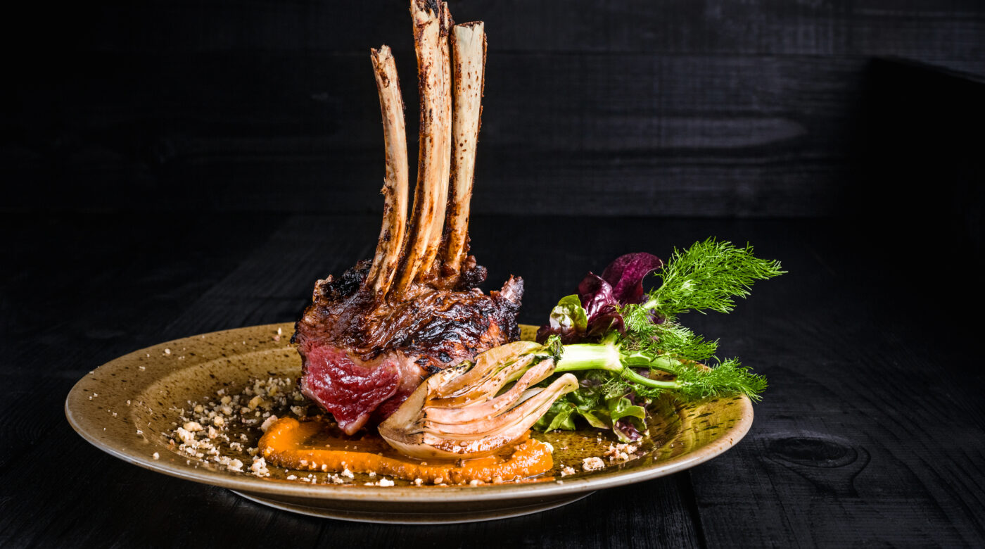 Gourmet Main Entree Course Grilled Rack Of Lamb