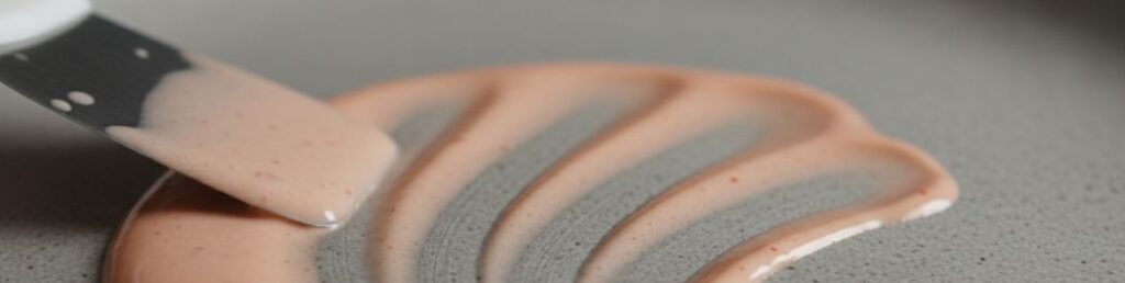 Sauce Choron tirée à la spatule fine sur assiette en grès