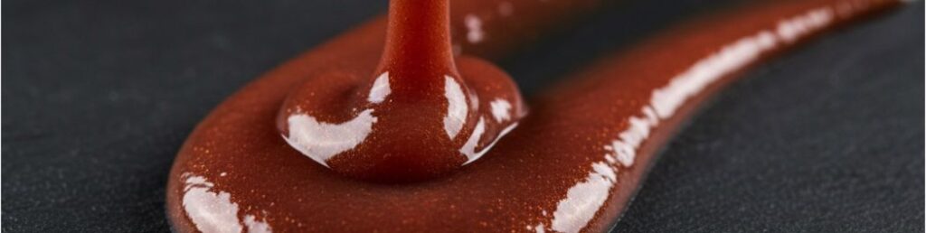 Ruban de sauce brillante sur ardoise, vue macro