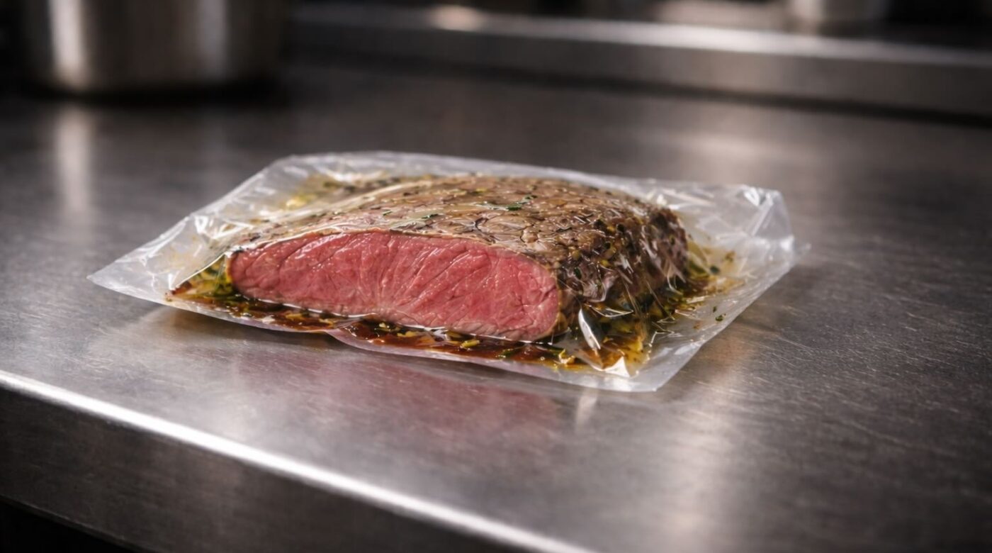 Pièce de viande cuite basse température sous vide